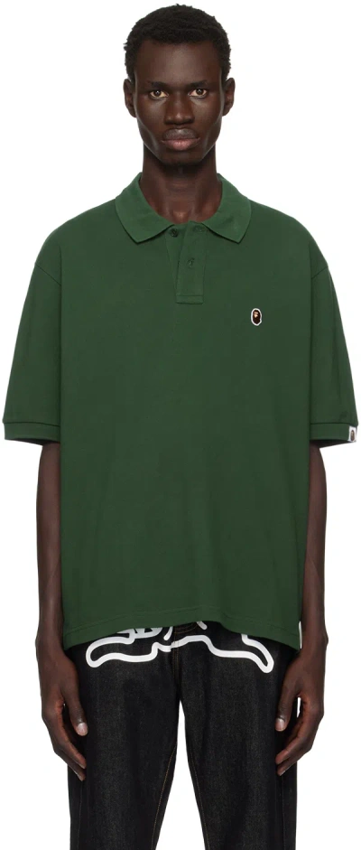Bape Green Ape Head One Point Relaxed Fit Polo