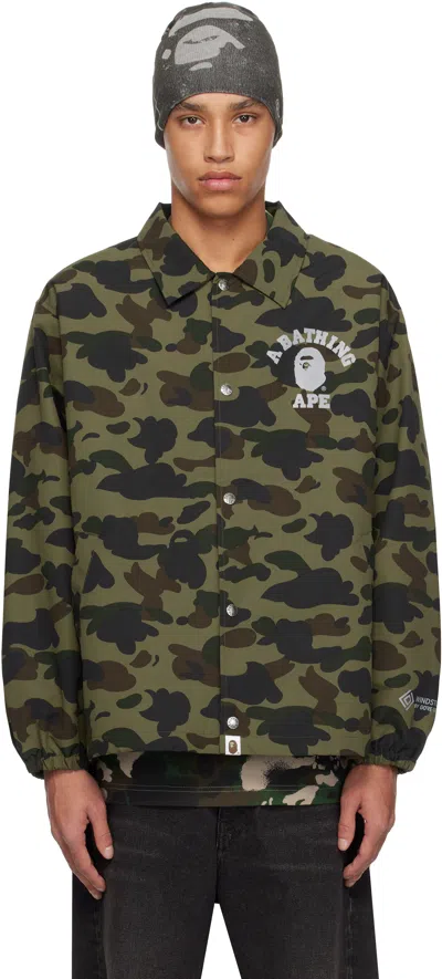 Bape Green Gore-tex Windstopper 1st Camo Coach Jacket In Grn-green