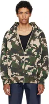 Bape Green Map Camo Shark Full Zip Hoodie In Multi
