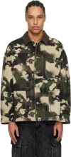 Bape Green Map Camo Work Jacket In Grn-green