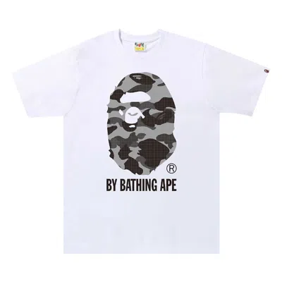 Pre-owned Bape Grid Camo By A Bathing Ape Tee 'white/black'