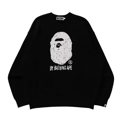 Pre-owned Bape Hand Draw Ape Head Crewneck 'black'