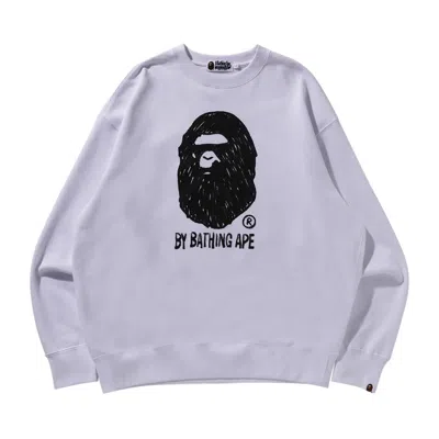 Pre-owned Bape Hand Draw Ape Head Crewneck 'white'