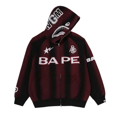 Pre-owned Bape Hand Draw Football Shark Relaxed Fit Full Zip Hoodie 'black' | Men's Size S