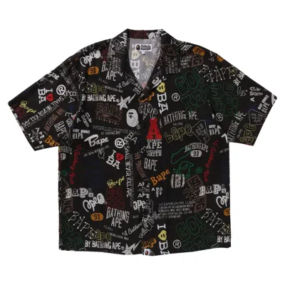Pre-owned Bape Hand Draw Open Collar Short-sleeve Shirt 'black'