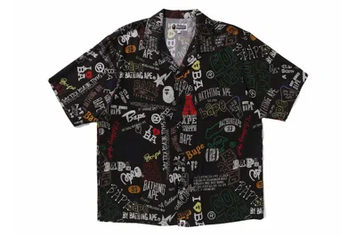 Pre-owned Bape Hand Draw Open Collar S/s Shirt Black