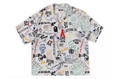 Pre-owned Bape Hand Draw Open Collar S/s Shirt White