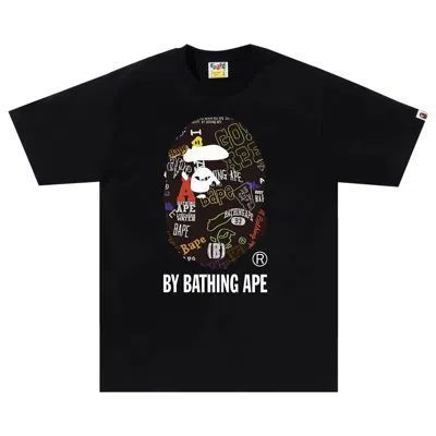 Pre-owned Bape Hand Draw Pattern By Bathing Ape Tee 'black'