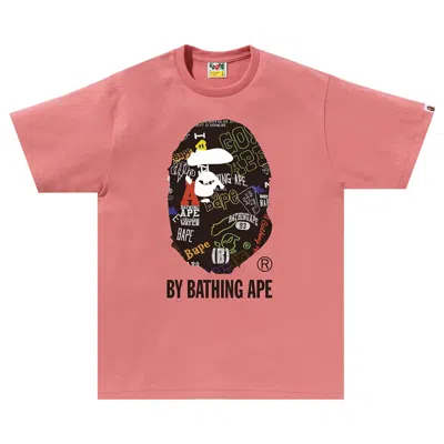 Pre-owned Bape Hand Draw Pattern By Bathing Ape Tee 'pink'