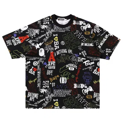Pre-owned Bape Hand Draw Pattern Relaxed Fit Tee 'black'