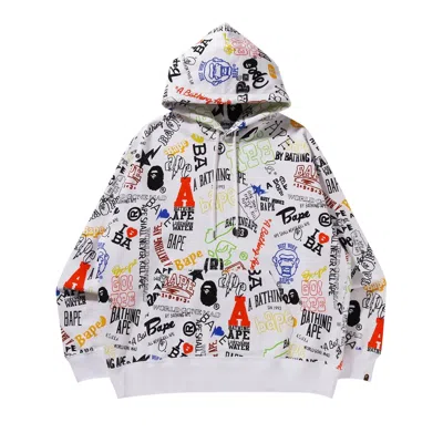 Pre-owned Bape Hand Draw Pullover Hoodie 'white'
