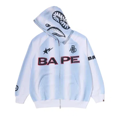 Pre-owned Bape Hand Draw Shark Relaxed Fit Full Zip Hoodie 'white' | Men's Size M