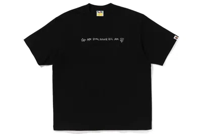 Pre-owned Bape Hand Drawn Logo Relaxed Fit Tee Black