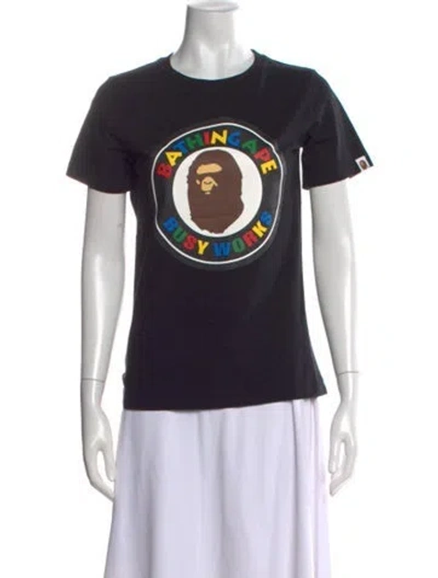 Pre-owned Bape Head Logo Busy Works Graphic Print T-shirt In Black