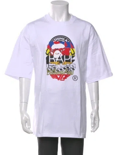 Pre-owned Bape Head Logo Graphic Print T-shirt In White