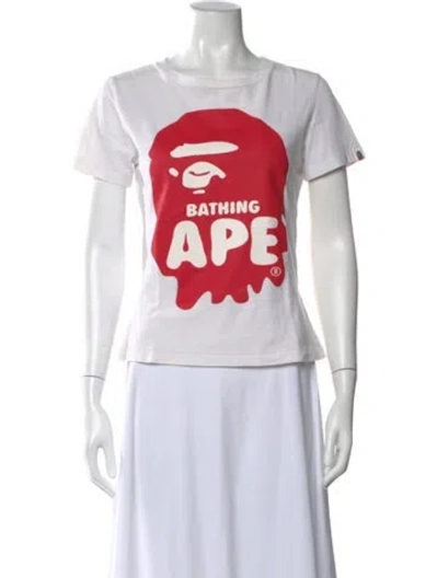 Pre-owned Bape Head Logo Graphic Print T-shirt In White