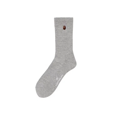 Pre-owned Bape Head One Point Socks 'grey' | Men's Size M In Gray