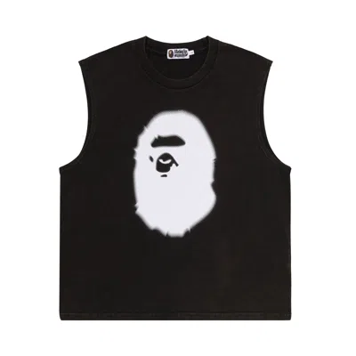 Pre-owned Bape Heavy Wash Ape Head Cropped Fit Tank Top 'black' | Men's Size S