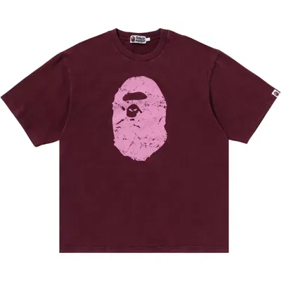 Pre-owned Bape Heavy Washed Ape Head Relaxed Fit Tee 'burgundy' | Red | Men's Size Xl