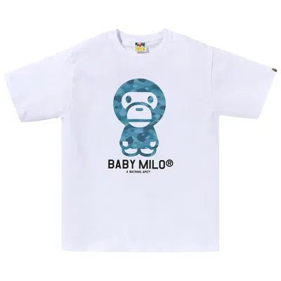 Pre-owned Bape Honeycomb Camo Baby Milo Tee 'white/blue'