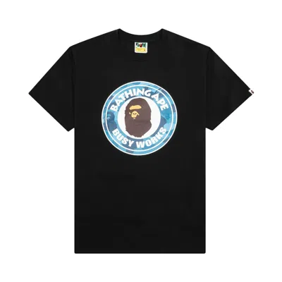 Pre-owned Bape Honeycomb Camo Busy Works Tee 'black/blue'