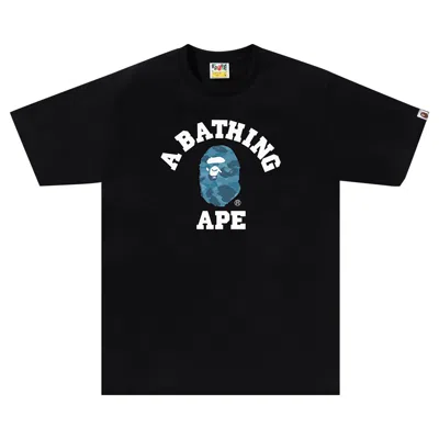 Pre-owned Bape Honeycomb Camo College Tee 'black/blue'