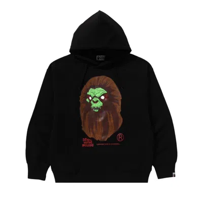 Pre-owned Bape Horror Mad Face Relaxed Fit Pullover Hoodie 'black' | Men's Size Xl