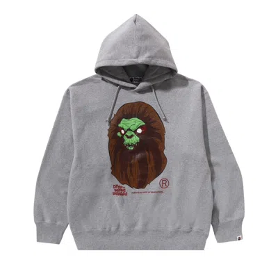 Pre-owned Bape Horror Mad Face Relaxed Fit Pullover Hoodie 'grey' | Men's Size M In Gray