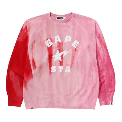 Pre-owned Bape Ice Dye Sta College Relaxed Fit Crewneck 'pink' | Men's Size S