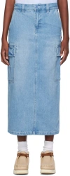 Bape Indigo Patch Denim Cargo Midi Skirt In Indigo