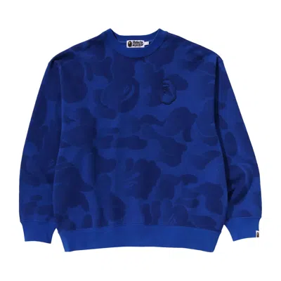 Pre-owned Bape Ink Camo Ape Head Badge Crewneck 'blue'