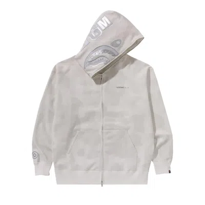 Pre-owned Bape Ink Camo Shark Zip Hoodie 'white'