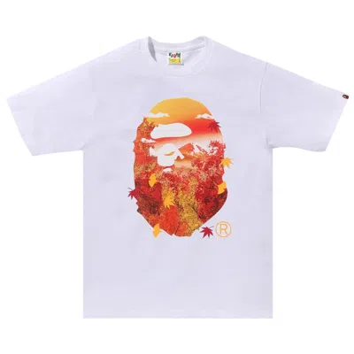 Pre-owned Bape Japan Autumn Photo Ape Head Tee 'white'