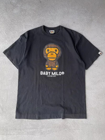 Pre-owned Bape Jumbo Baby Milo Logo Tee (l) In Black