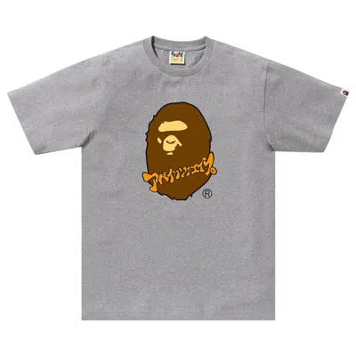 Pre-owned Bape Katakana Ape Head Tee 'grey'
