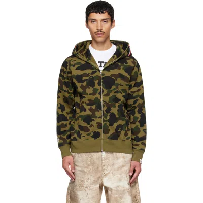 Bape Khaki 1st Camo Shark Full Zip Hoodie In Multi