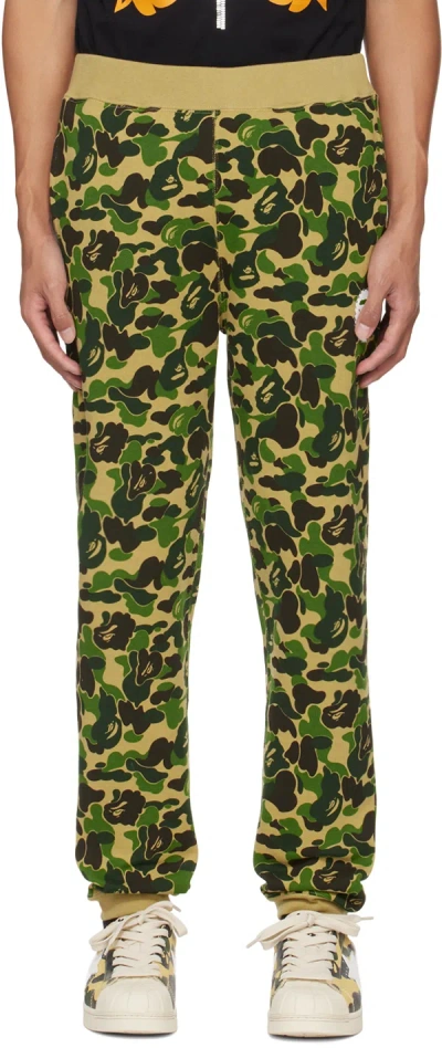 Bape Khaki Abc Camo Crystal Stone Sweatpants In Green
