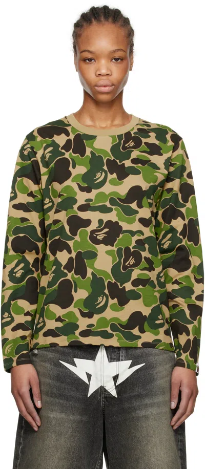 Bape Khaki Abc Camo L/s T-shirt In Green