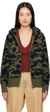 Bape Khaki Abc Camo Shark Full Zip Hoodie In Green