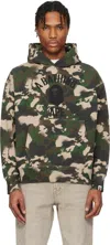 Bape Khaki Map Camo Pullover Hoodie In Grn-green