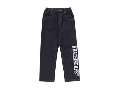 Pre-owned Bape Kids 10oz Stretch Denim Tapered Pants In Navy Blue