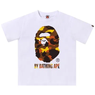 Pre-owned Bape Kids 1st Camo By Bathing Ape Tee 'white/yellow' | Kid's Size 140