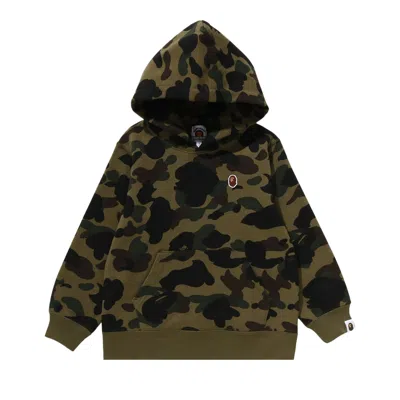 Pre-owned Bape Kids 1st Camo One Point Pullover Hoodie 'green' | Kid's Size 90