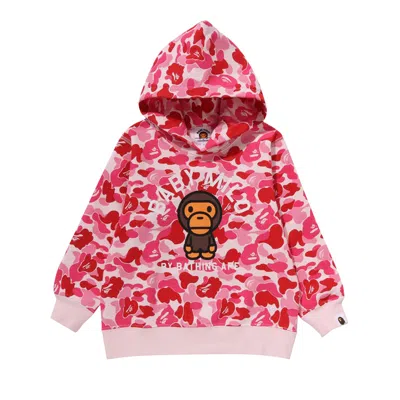 Pre-owned Bape Kids Abc Camo Baby Milo Pullover Hoodie 'pink' | Kid's Size 90