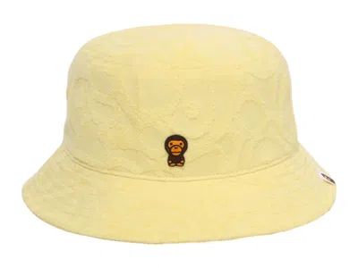 Pre-owned Bape Kids All Baby Milo Pile Bucket Hat In Yellow