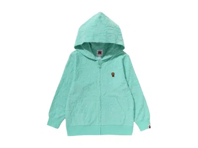 Pre-owned Bape Kids All Baby Milo Pile Zip Hoodie In Green