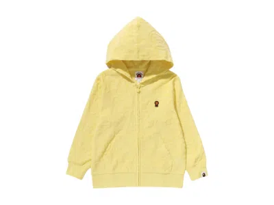 Pre-owned Bape Kids All Baby Milo Pile Zip Hoodie In Yellow