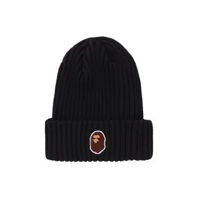 Pre-owned Bape Kids Ape Head One Point Knit Cap 'black' | Kid's Size Onesize