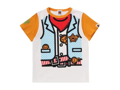 Pre-owned Bape Kids Baby Milo Sheriff Vest Print Tee Shirt In Orange