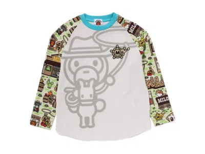 Pre-owned Bape Kids Baby Milo Western Long Sleeve Tee Shirt In Sax